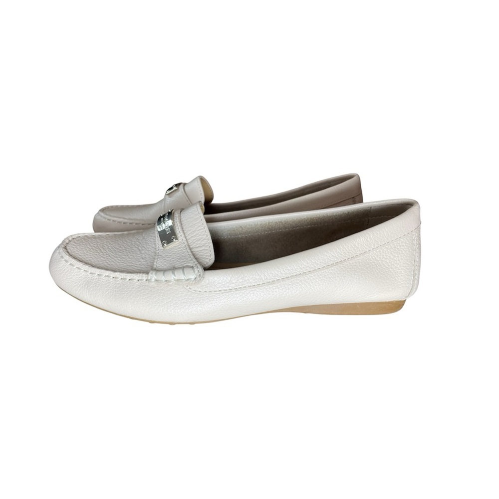 Coach Fredrica Pebbled Leather Loafers Flats Ivory Women 8.5B